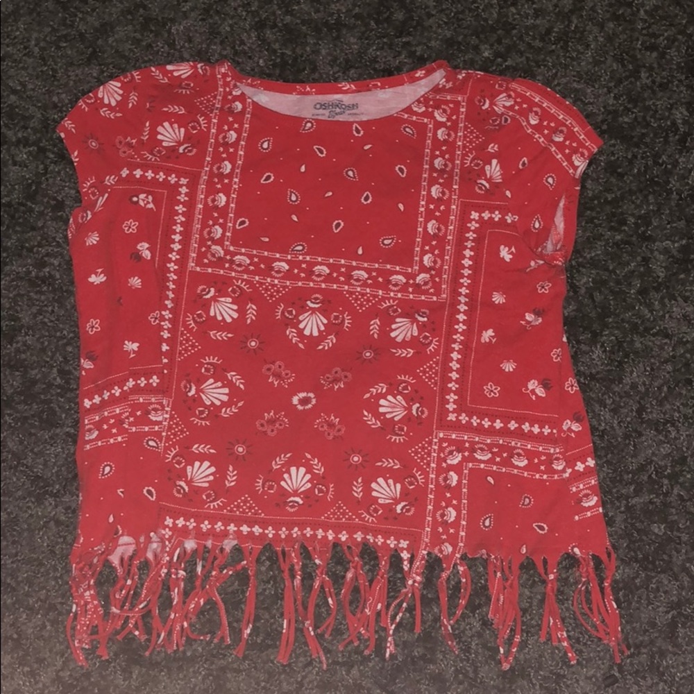 A cropped bandanna style t-shirt